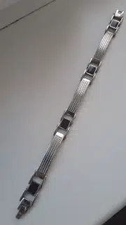 Pánský náramek z chirurgické oceli – černé prvky, 22 cm