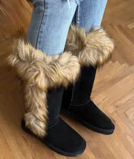 Černé zimní válenky Lasocki s kožíškem, vel. 38